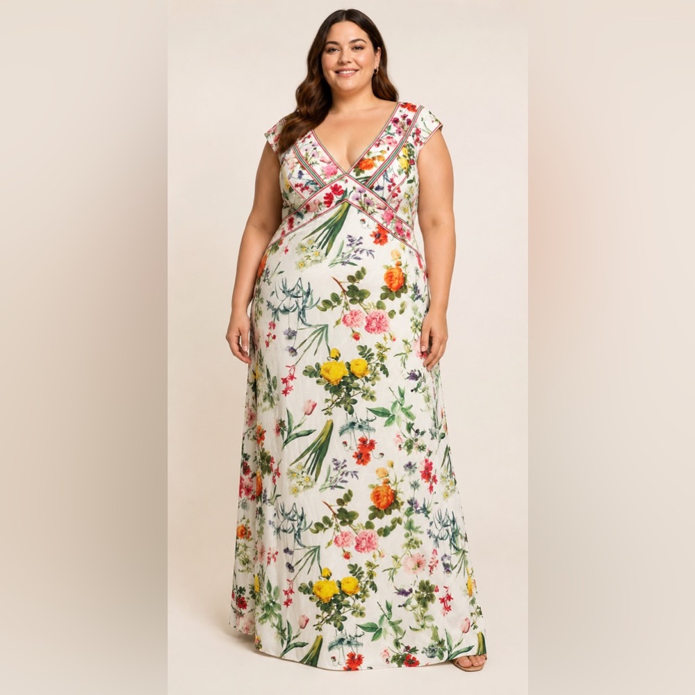 Tadashi Shoji Plus size Floral Maxi Gown Dress